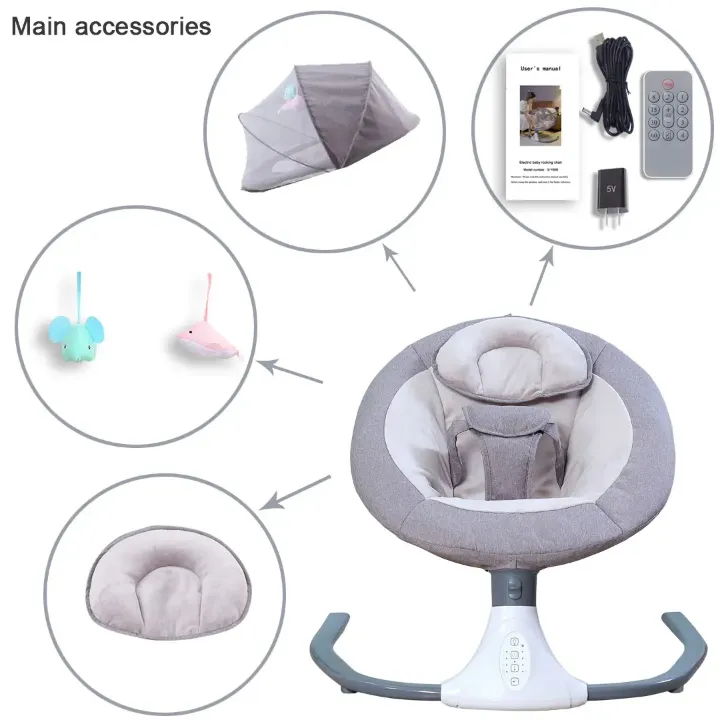 Berceau Électrique Intelligent pour Bébé avec Balancelle, Musique et Moustiquaire - Siège Relaxant et Sécurisé