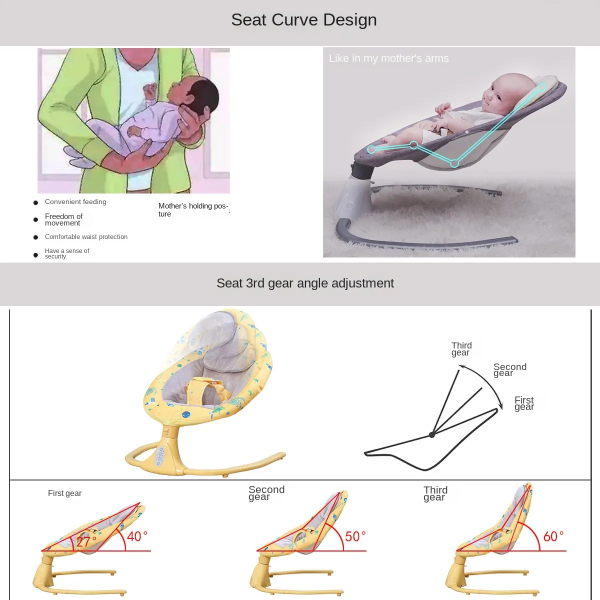 Berceau Électrique Intelligent pour Bébé avec Balancelle, Musique et Moustiquaire - Siège Relaxant et Sécurisé
