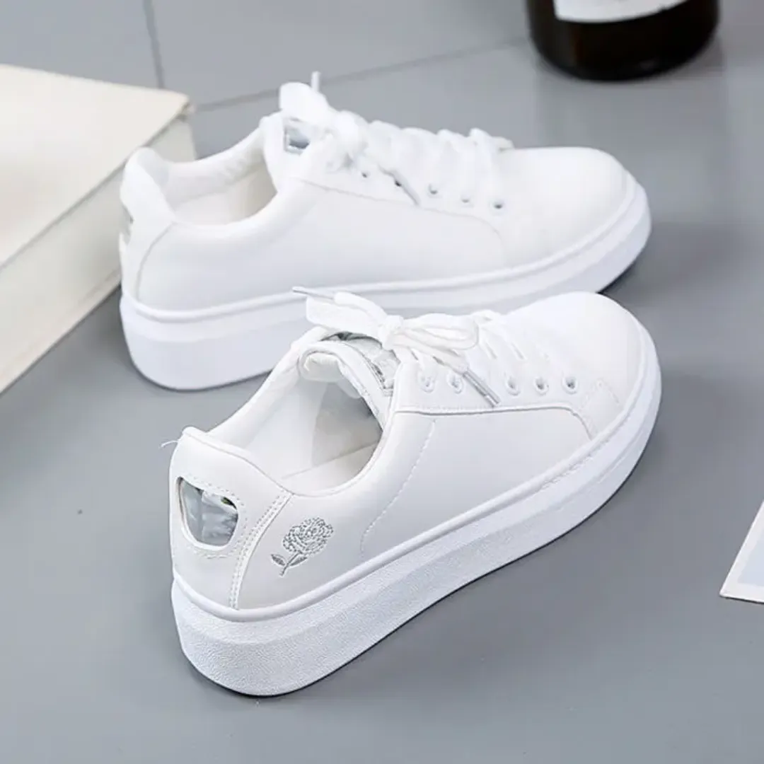 Baskets Femme Blanc Style Chic & Décontracté – Confort Respirant, Semelle Antidérapante, Baskets pour femme