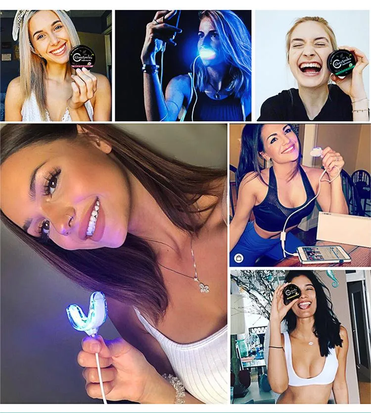 Kit Professionnel de Blanchiment des Dents GlorySmile – LED Bleue Rechargeable + 3 Gels Blanchissants – Système à Domicile avec Logo Personnalisable
