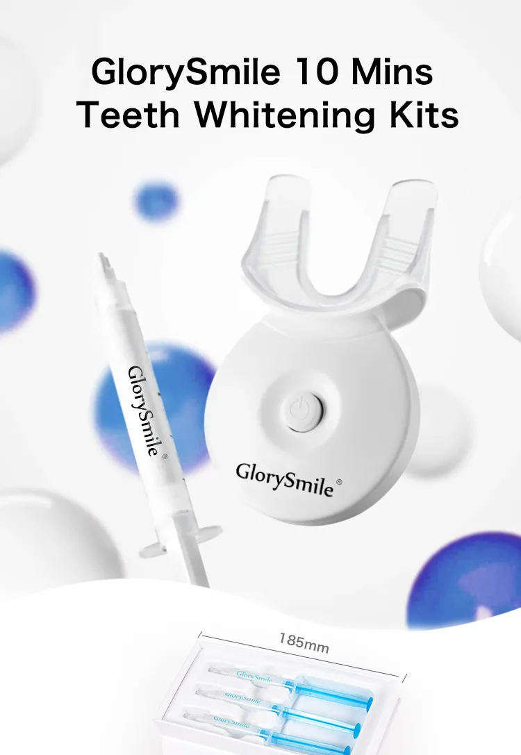 Kit Professionnel de Blanchiment des Dents GlorySmile – LED Bleue Rechargeable + 3 Gels Blanchissants – Système à Domicile avec Logo Personnalisable