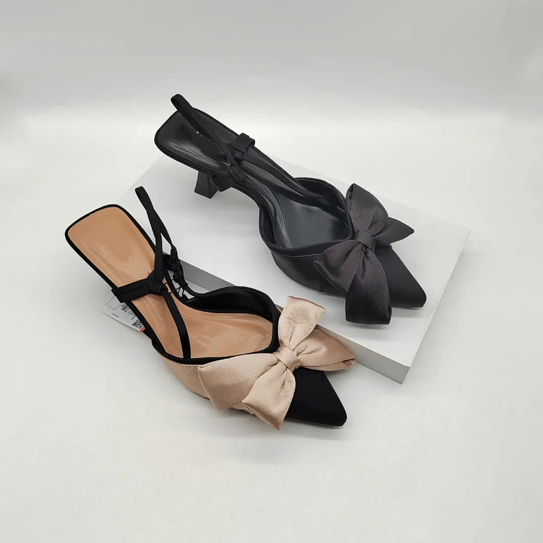 Sandales à Talons avec Nœud Élégant – Bout Pointu et Bride Arrière pour Femme