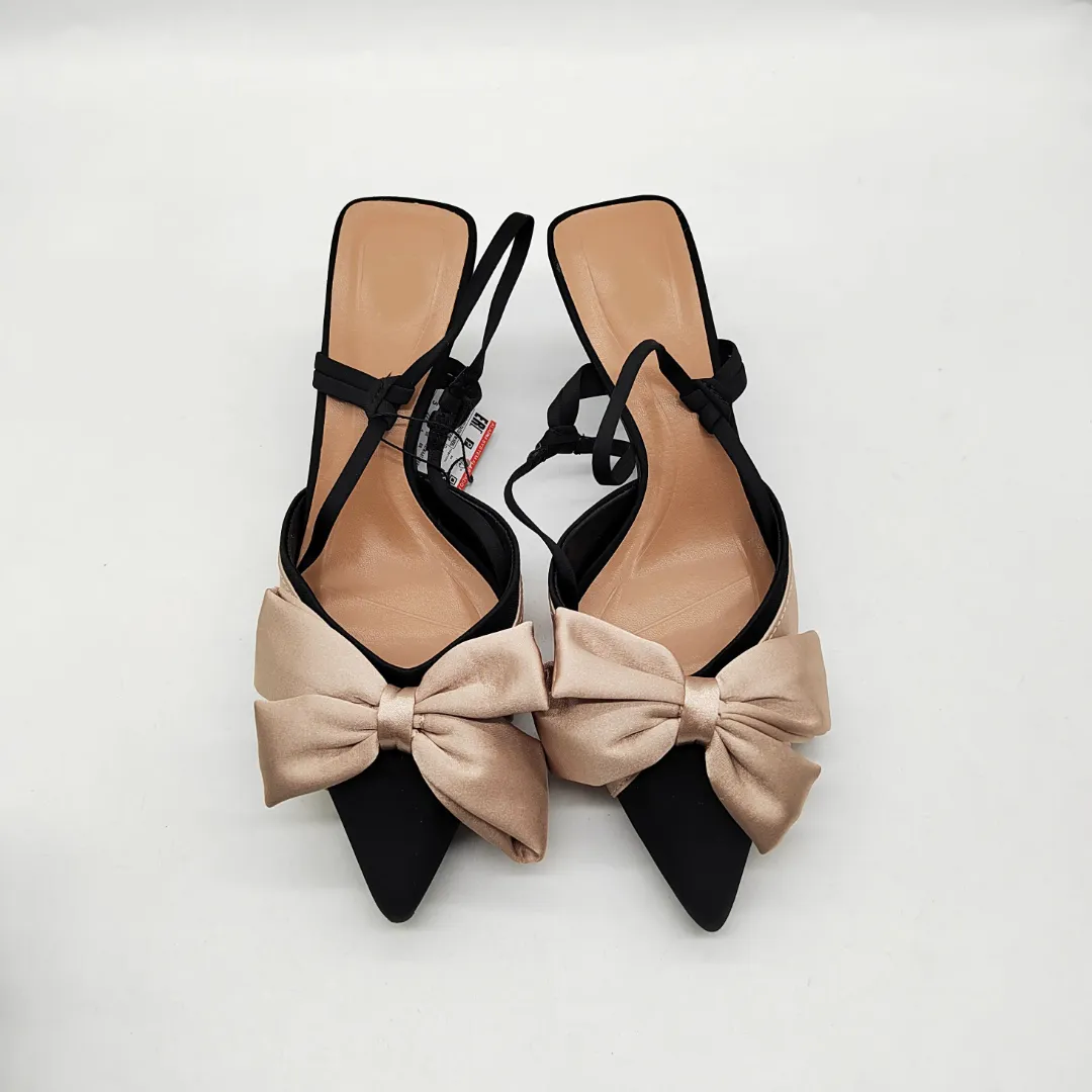 Sandales à Talons avec Nœud Élégant – Bout Pointu et Bride Arrière pour Femme