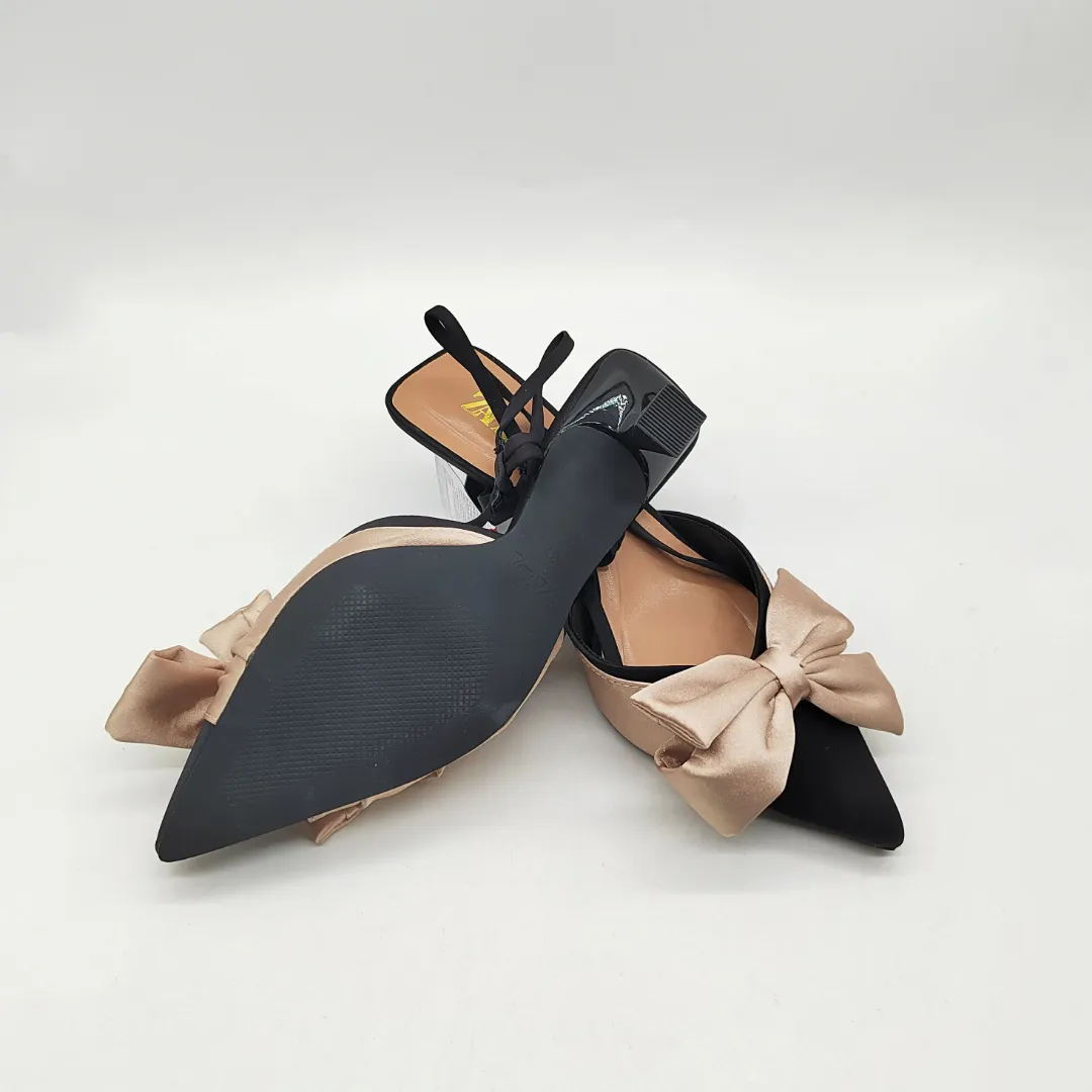 Sandales à Talons avec Nœud Élégant – Bout Pointu et Bride Arrière pour Femme