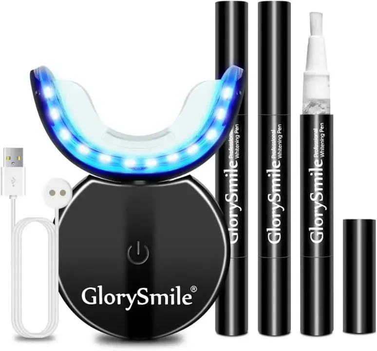 Kit de Blanchiment Dentaire Professionnel GlorySmile® - Appareil LED Rechargeable avec 3 Stylos de Gel Blanchissant