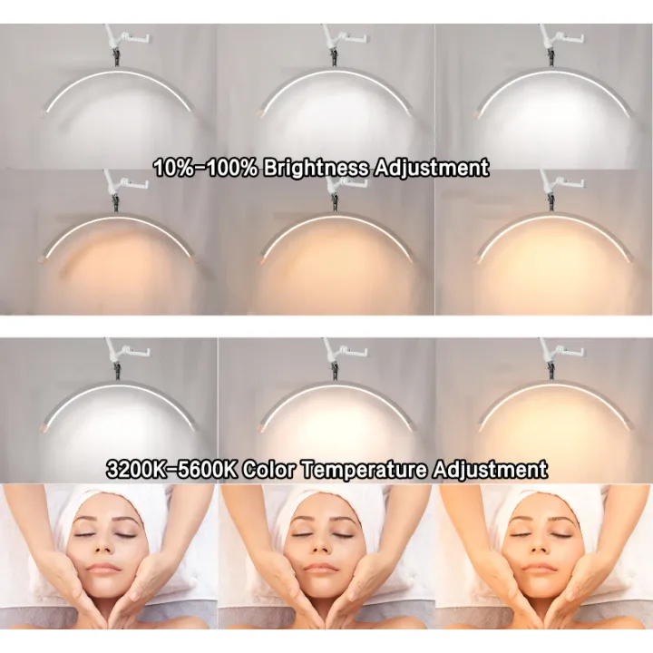 Lampe LED Professionnelle Demi-Lune 40W avec Trépied Réglable – Lumière pour Extensions de Cils, Maquillage, Tatouage, Salon de Beauté et Photographie