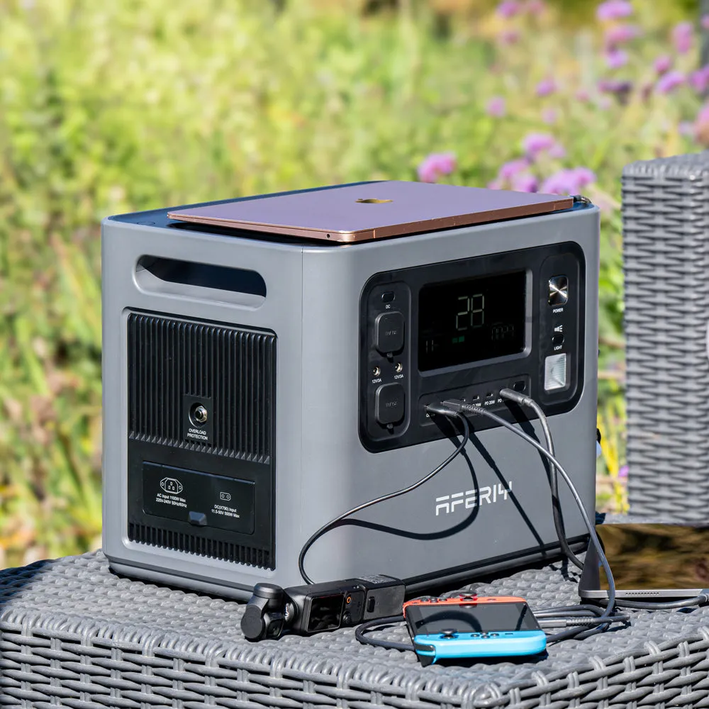 Station d'Énergie Solaire Portable AFERIY P210 - 2048Wh - Batterie LiFePO4, Onde Sinusoïdale Pure, Contrôle Intelligent via App