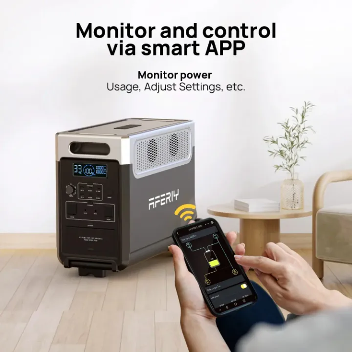 Générateur solaire portable AFERIY AF-P310 3840Wh – Batterie LiFePO4, onde sinusoïdale pure, 2200W max – Recharge secteur, voiture ou panneau solaire – Idéal pour maison, camping et urgences