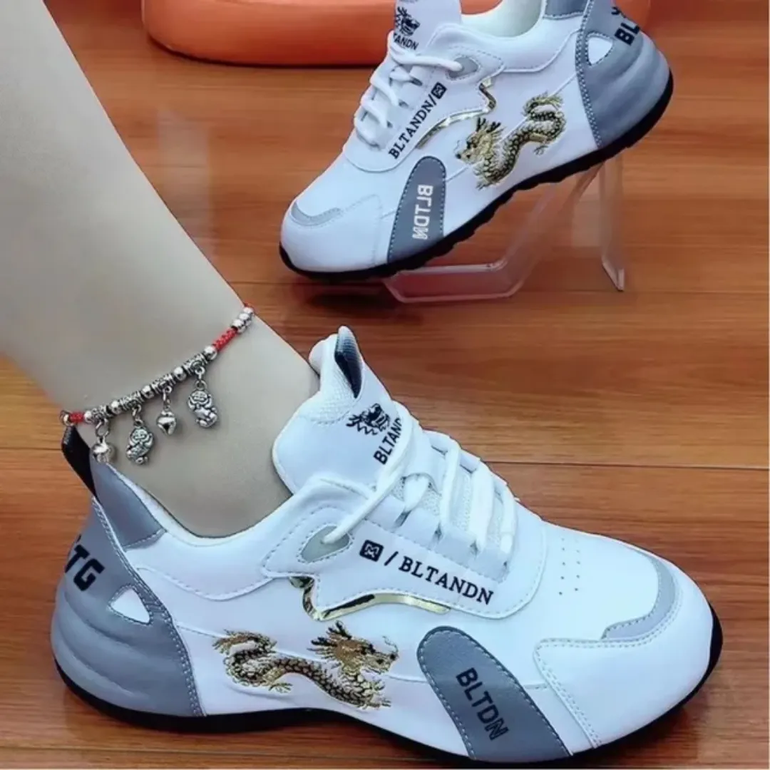 Baskets Décontractées Femme – Sans Lacets, Respirantes, Design Dragon Tendance, Baskets pour femme