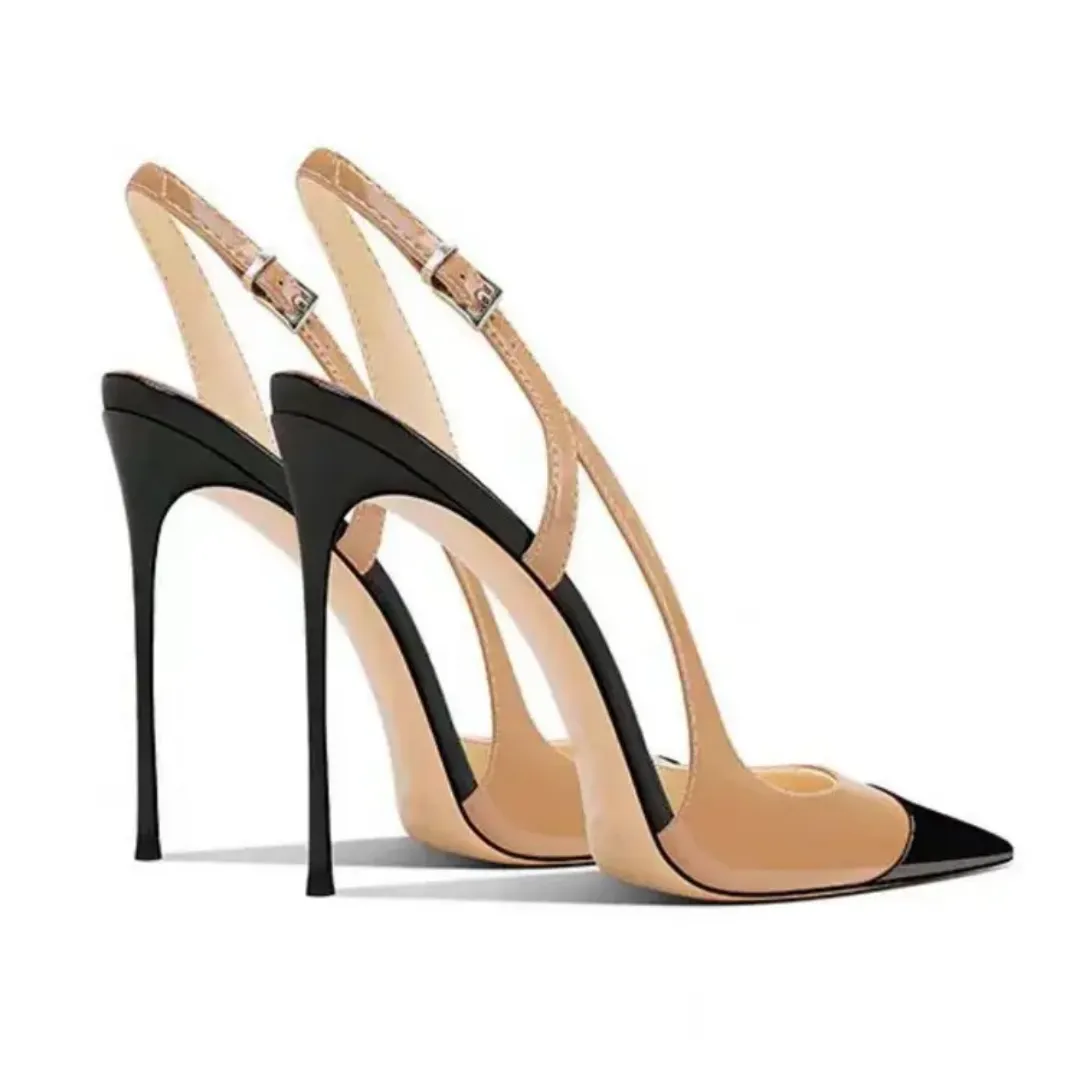 Escarpins Slingback à Talons Aiguilles – Fait Main en Cuir PU de Haute Qualité – Bout Pointu Élégant