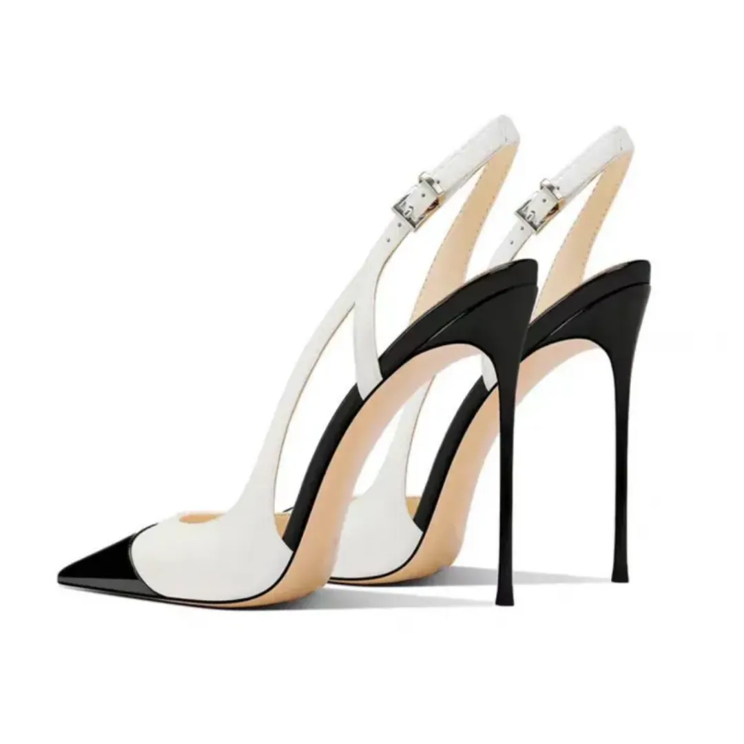 Escarpins Slingback à Talons Aiguilles – Fait Main en Cuir PU de Haute Qualité – Bout Pointu Élégant