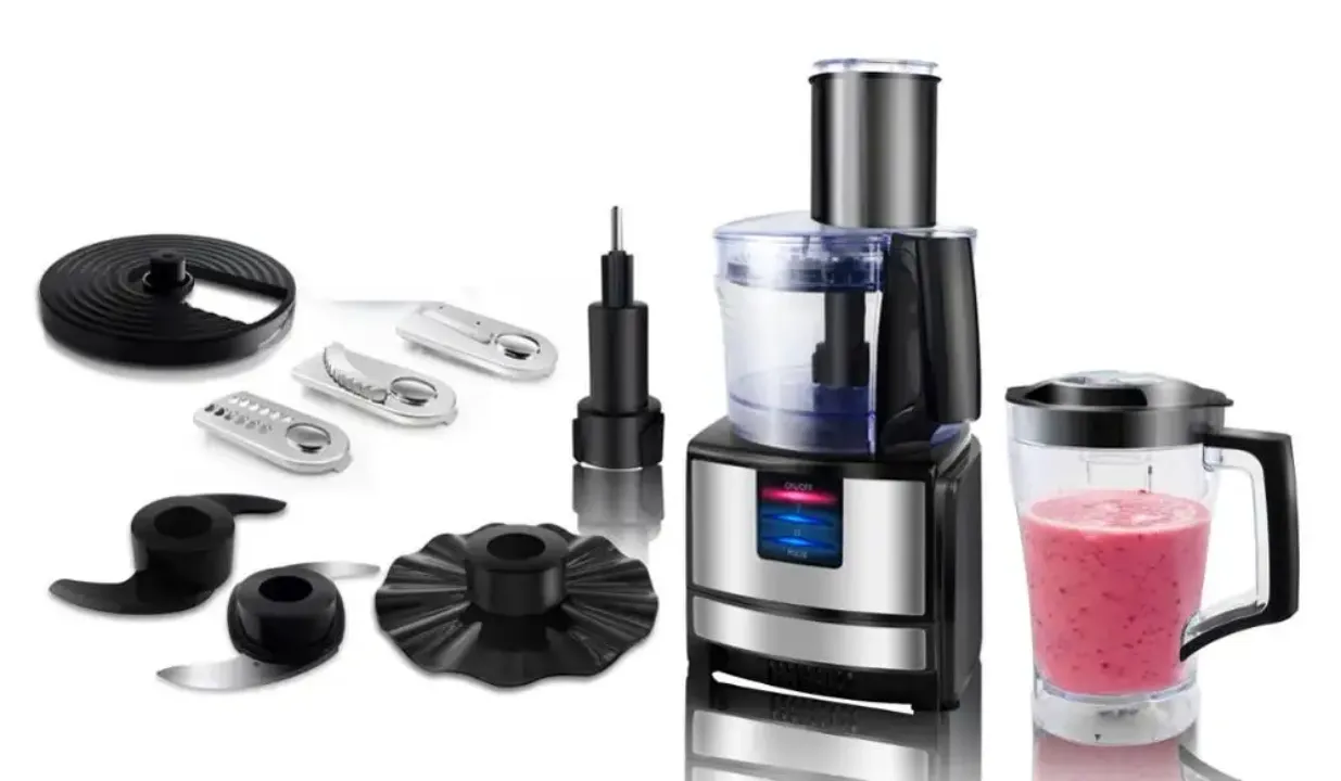 Robot multifonction 550W – Découpe, mixage, pétrissage et broyage – Capacité 1,5L avec accessoires complets