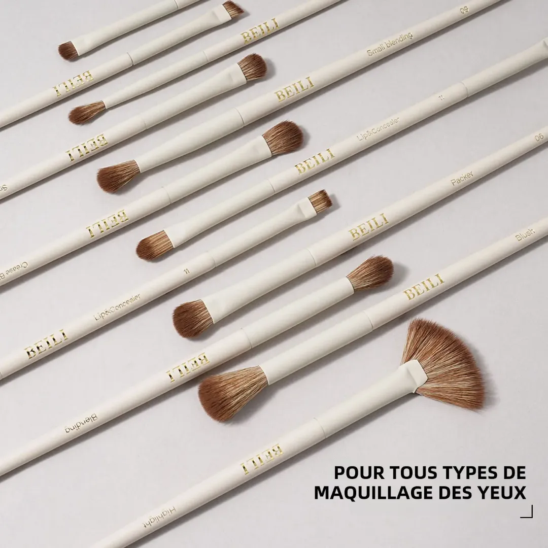 Ensemble de 15 Pinceaux de Maquillage Professionnels – Haute Qualité, Finitions Parfaites, Manches Blanches