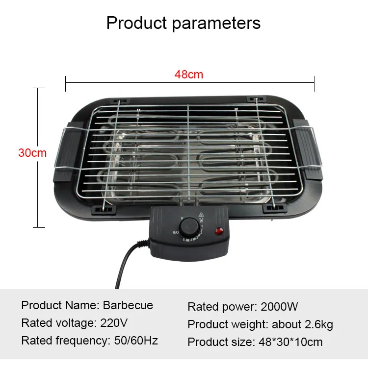 Gril Électrique de Bureau Sans Fumée – Plaques Chauffantes avec Thermostat Réglable
