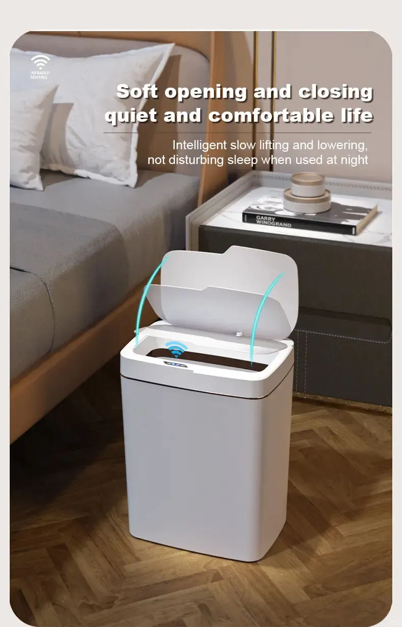 Poubelle Intelligente avec Capteur Automatique – Étanche pour Cuisine, Salle de Bain ou Bureau
