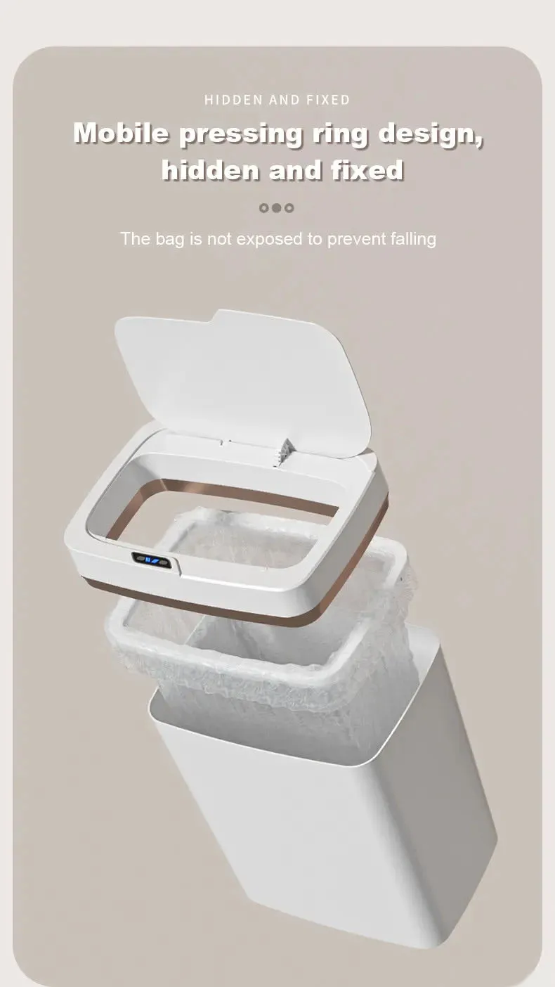 Poubelle Intelligente avec Capteur Automatique – Étanche pour Cuisine, Salle de Bain ou Bureau