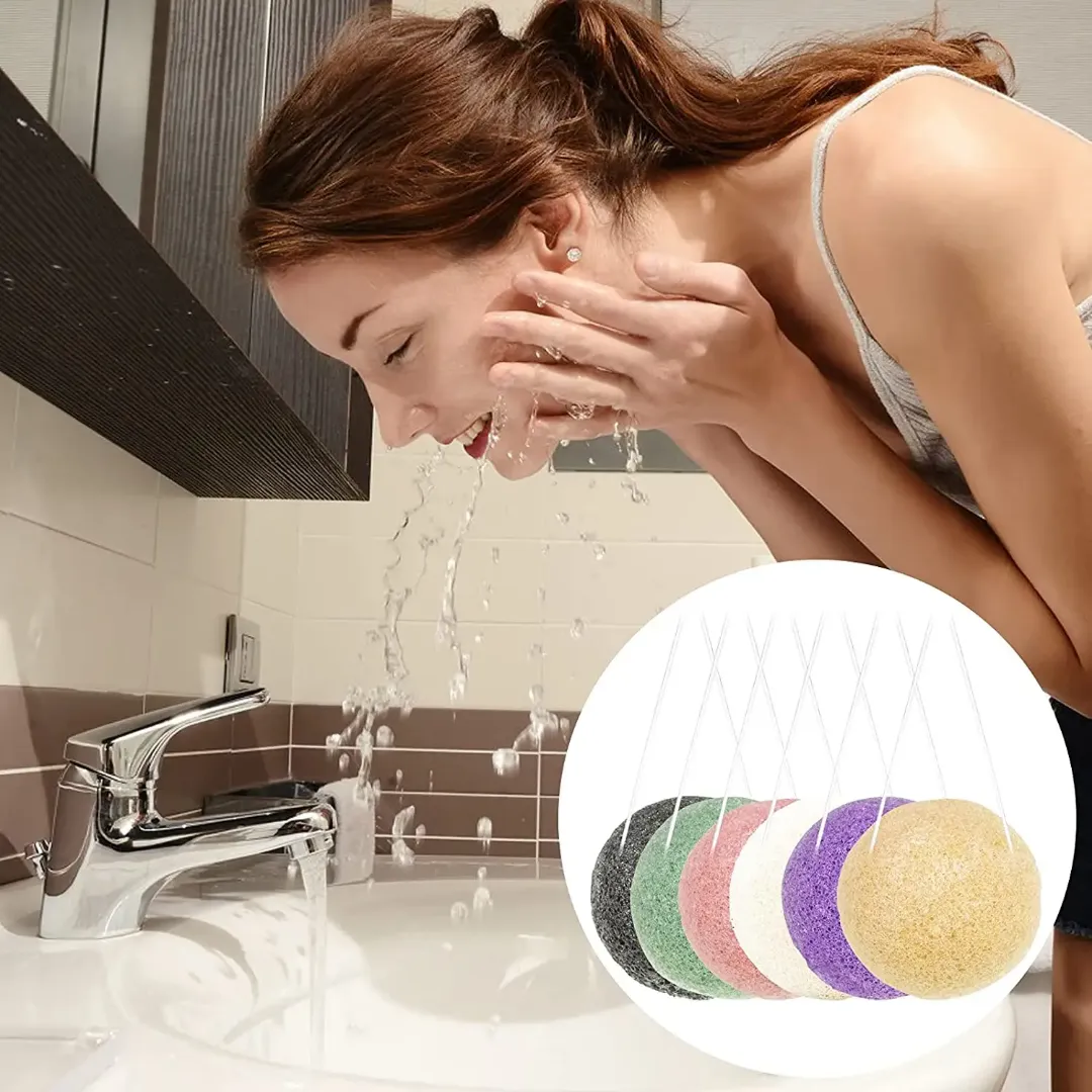 Éponge Exfoliante Konjac Naturelle – Soin du Visage et du Corps, 100% Végé