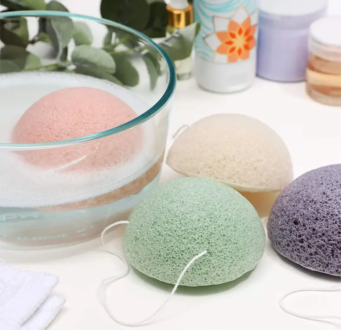 Éponge Exfoliante Konjac Naturelle – Soin du Visage et du Corps, 100% Végé