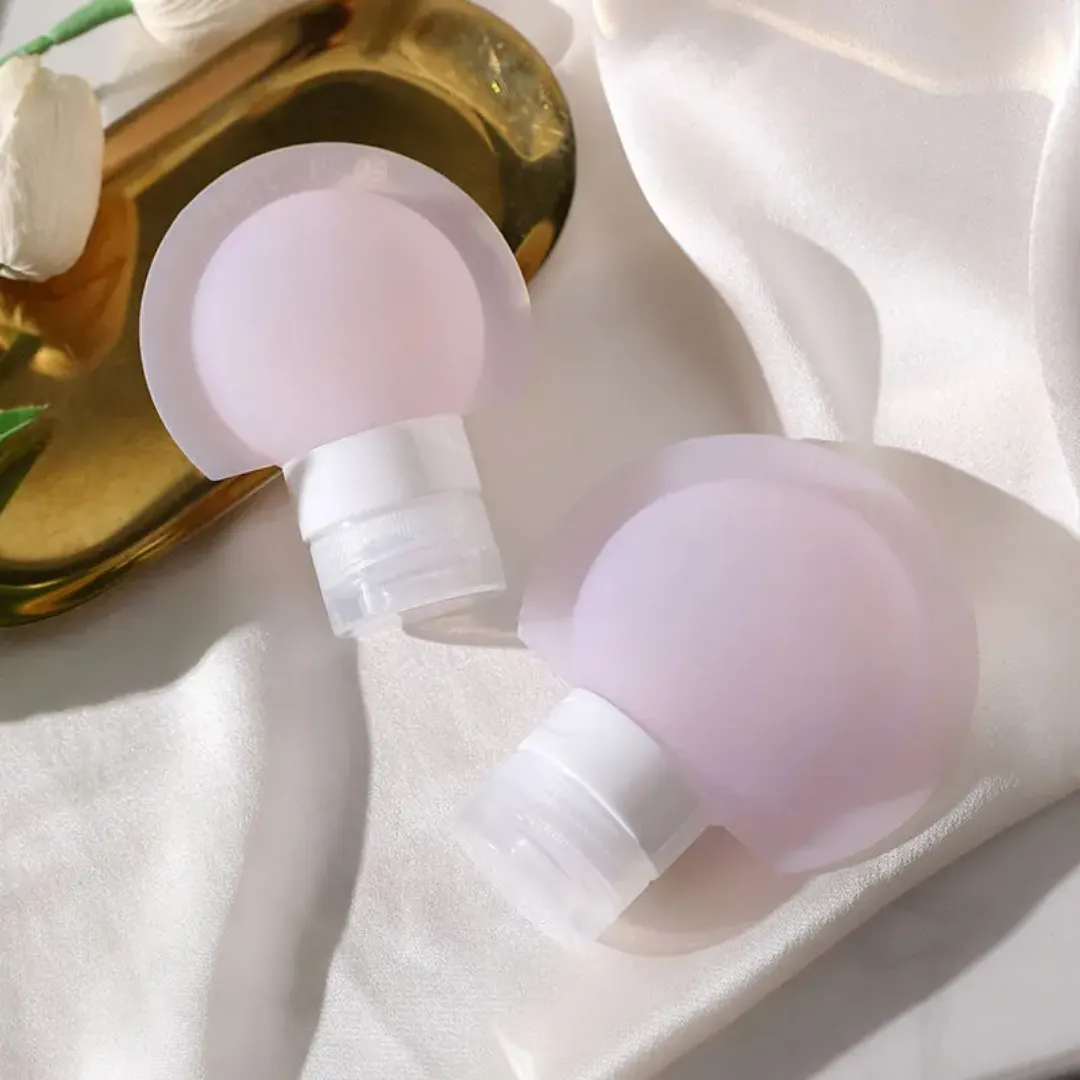Flacon Souple en Silicone Anti-Fuite – 60/90ml Rechargeable pour Lotion, Gel Douche, Shampoing