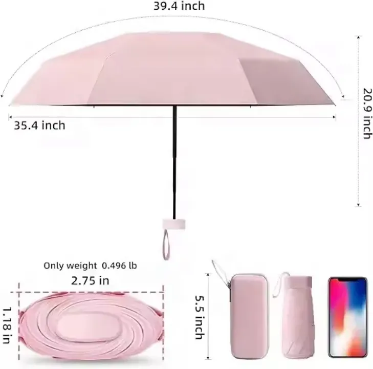 Mini Parapluie de Poche Anti-UV - Compact, Léger et Résistant - Protection Solaire et Pluie