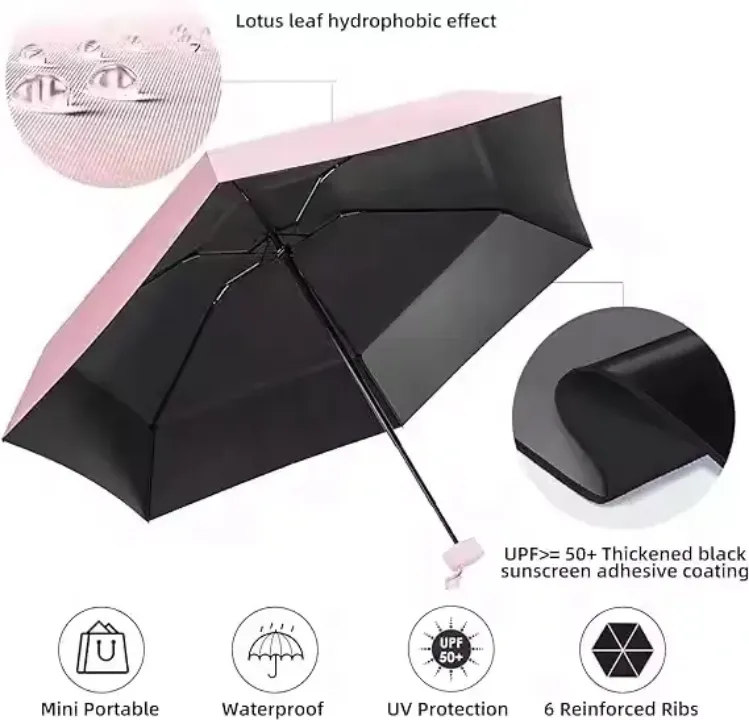 Mini Parapluie de Poche Anti-UV - Compact, Léger et Résistant - Protection Solaire et Pluie