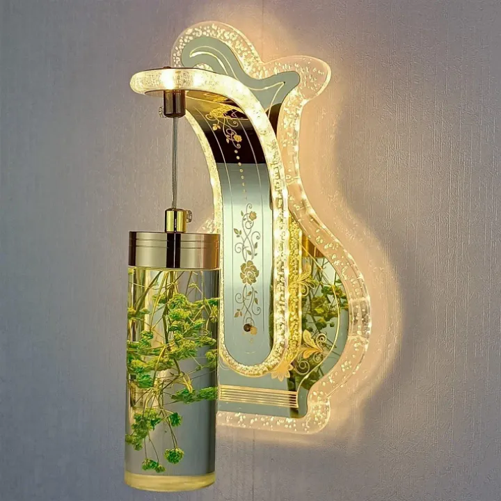 Applique Murale LED avec Vraie Fleur - Design Moderne Nordique, Lampe d'Ambiance pour Salon, Chambre ou Chevet