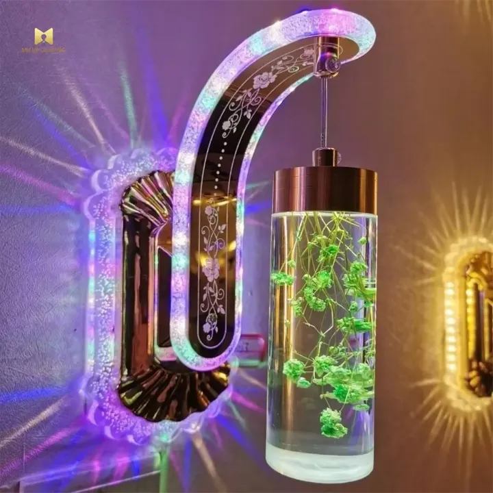 Applique Murale LED avec Vraie Fleur - Design Moderne Nordique, Lampe d'Ambiance pour Salon, Chambre ou Chevet