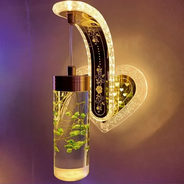 Applique Murale LED avec Vraie Fleur - Design Moderne Nordique, Lampe d'Ambiance pour Salon, Chambre ou Chevet