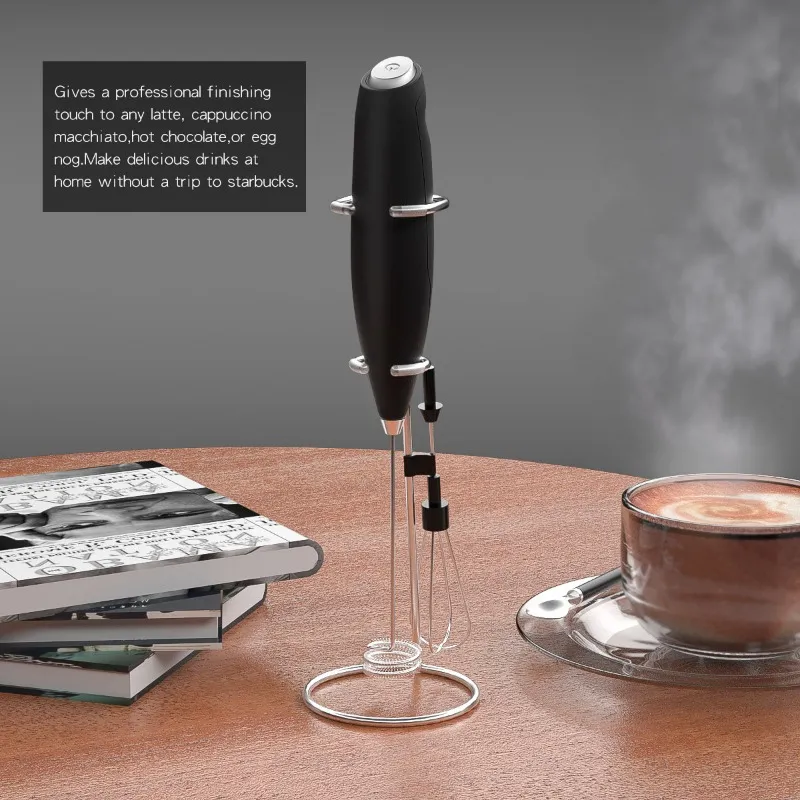 Mousseur à Lait Électrique Portable - Mélangeur à Mousse de Lait à Main, Fonctionne à Pile pour Cappuccino, Café, Chocolat, Œufs