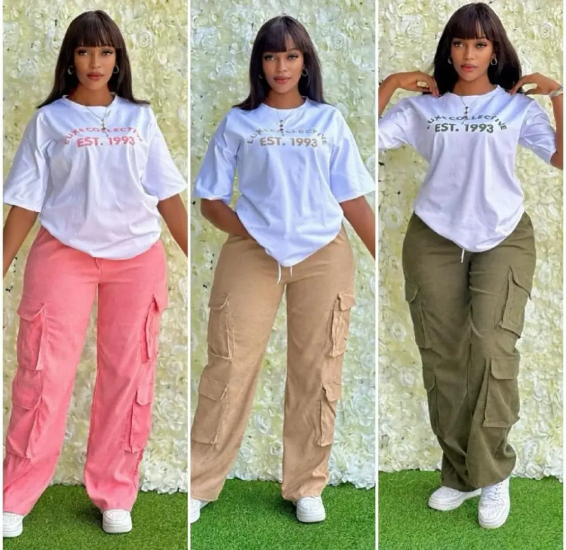 Ensemble Décontracté Femme 2025 : T-shirt et Pantalon Cargo Vintage