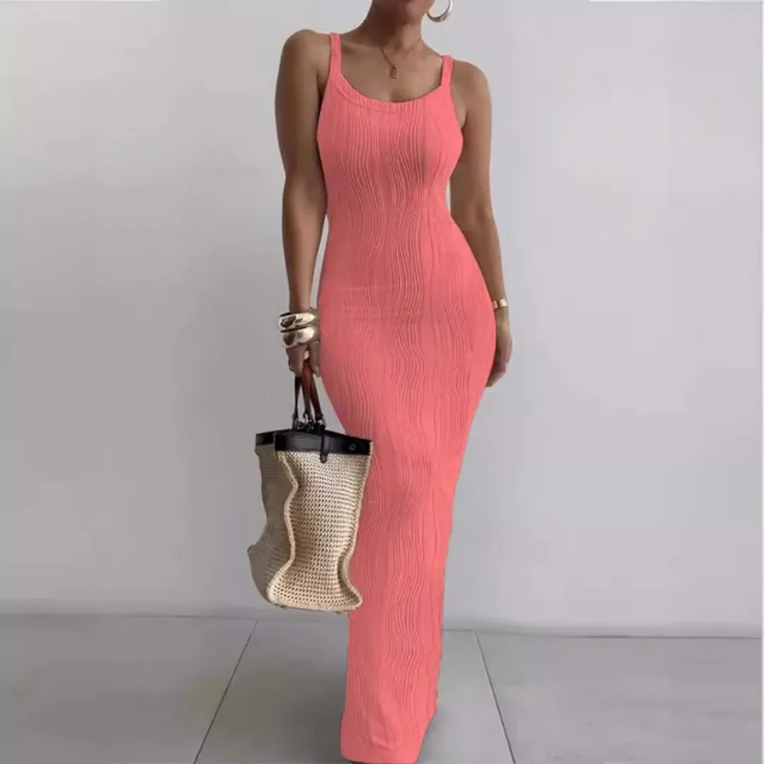 Robe Femme Côtelée Sans Manches – Style Vintage, Sexy et Élégant – Couleurs Unies