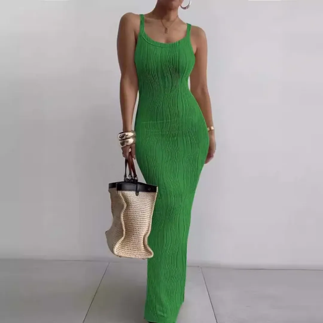 Robe Femme Côtelée Sans Manches – Style Vintage, Sexy et Élégant – Couleurs Unies