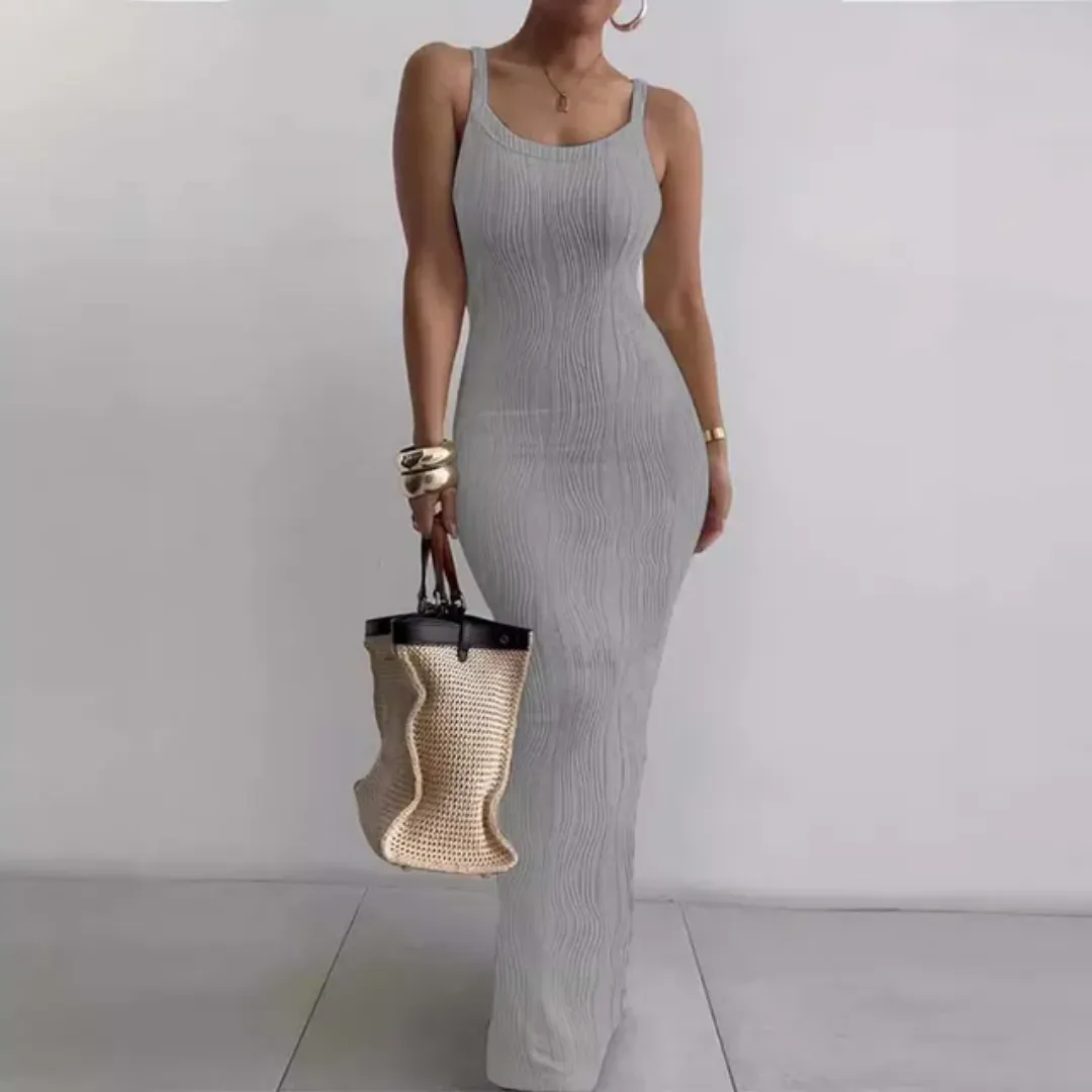 Robe Femme Côtelée Sans Manches – Style Vintage, Sexy et Élégant – Couleurs Unies