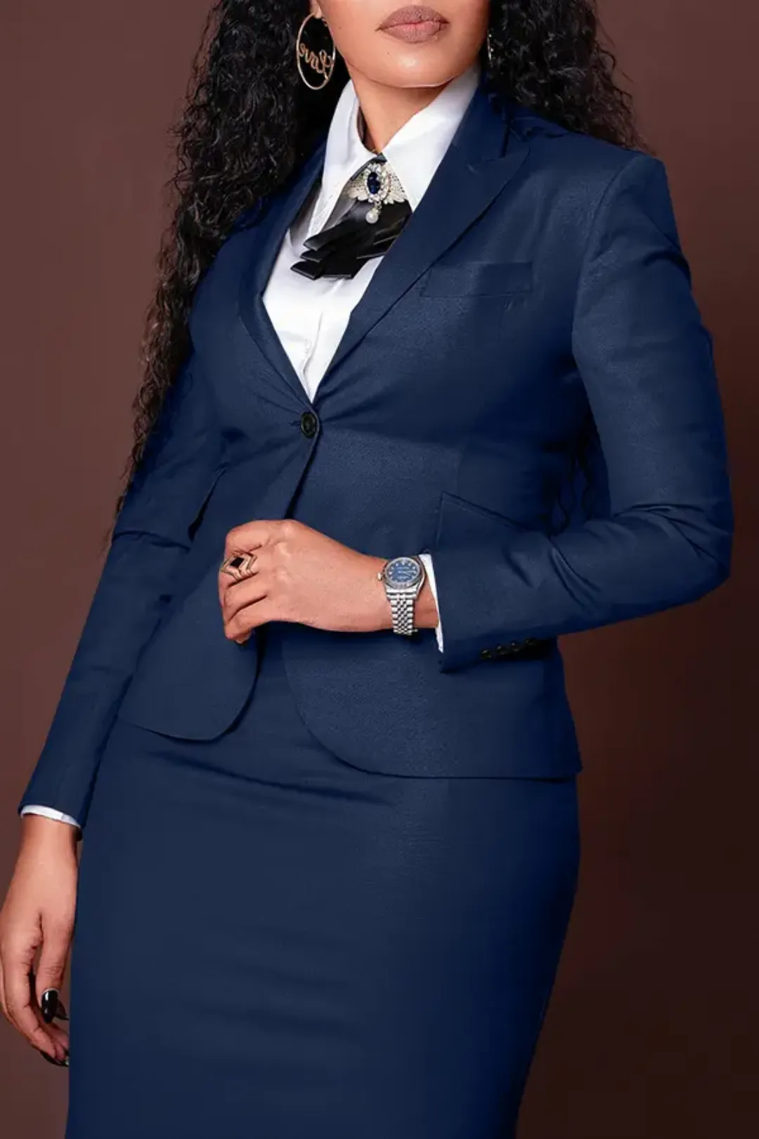 Costume Femme Deux Pièces Élégant – Jupe Crayon Fendue + Blazer Manche Longue, Tenue de Bureau Chic