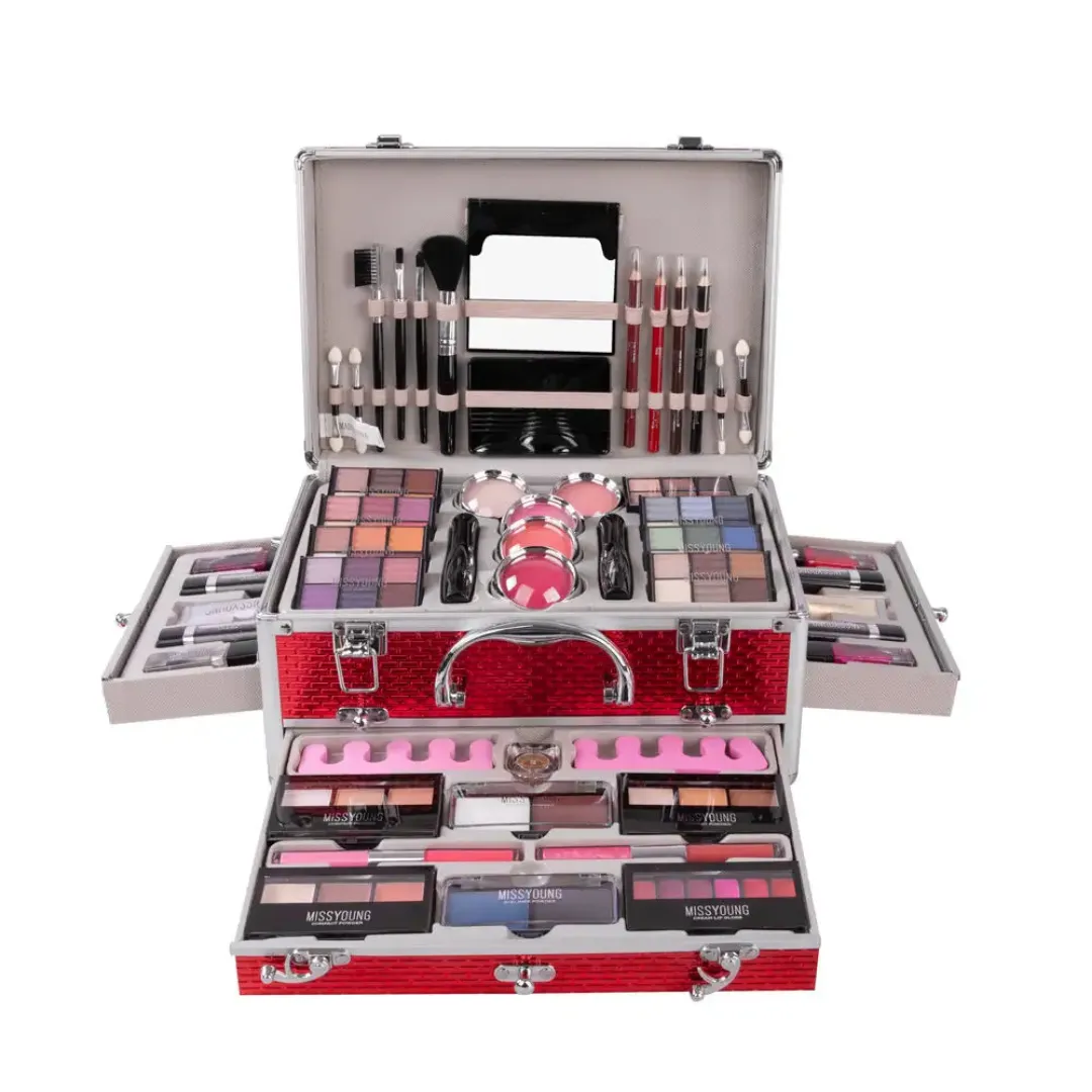 Mallette de Maquillage Complète – Kit Professionnel Tout-en-Un pour Teint, Yeux, Lèvres et Ongles