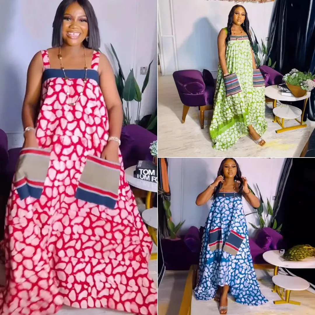 Robe Longue Décontractée Femme – Style Bohème, Multicolore, Bretelles, Fluide et Chic