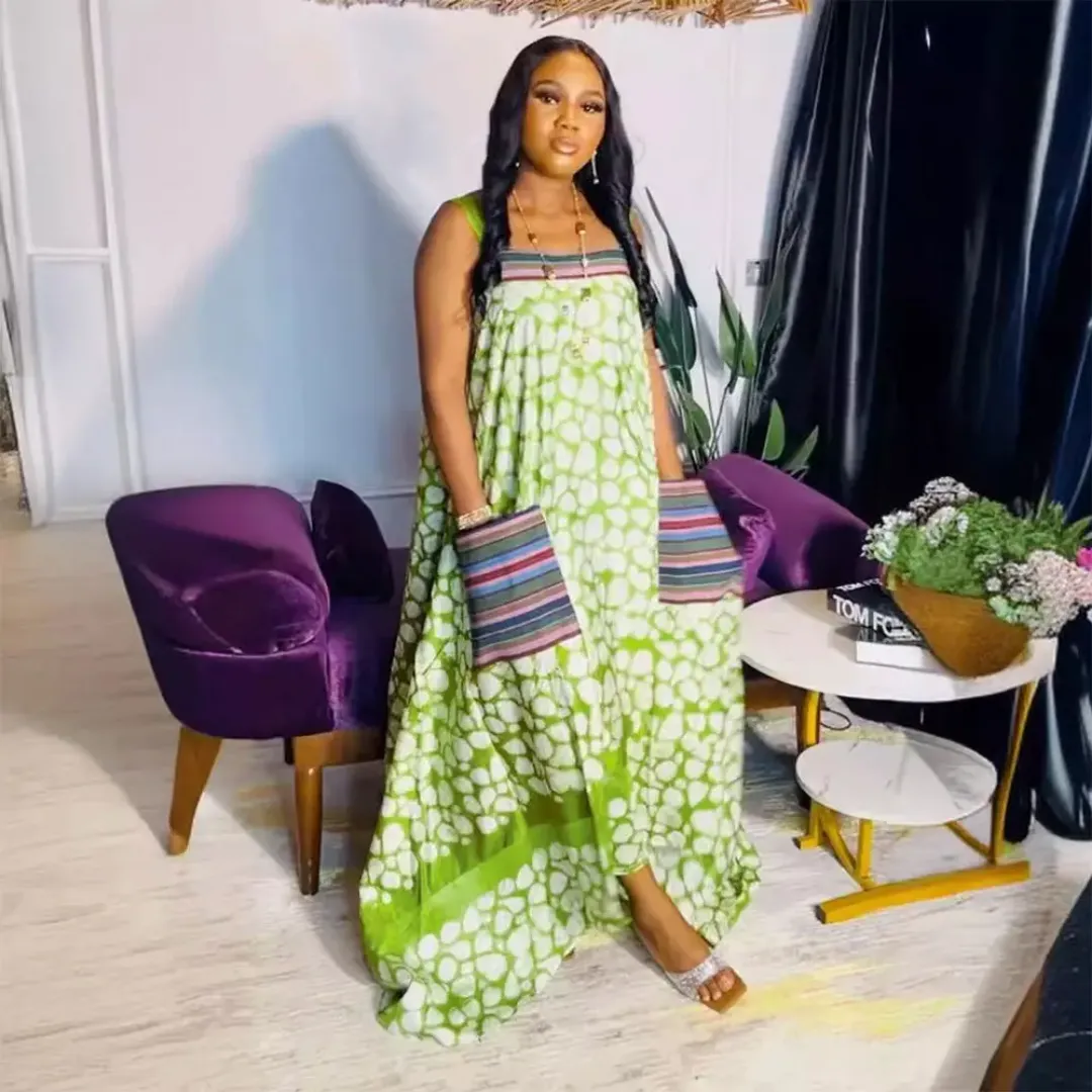 Robe Longue Décontractée Femme – Style Bohème, Multicolore, Bretelles, Fluide et Chic