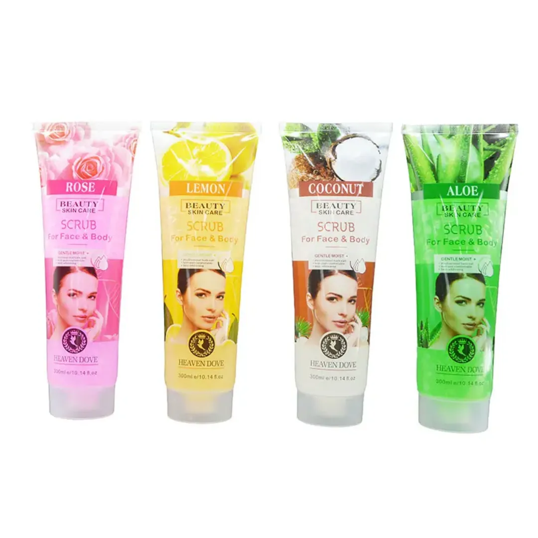 Gommage Visage et Corps Bio – Exfoliant Naturel Hydratant et Éclaircissant à l'Aloe, Citron, Noix de