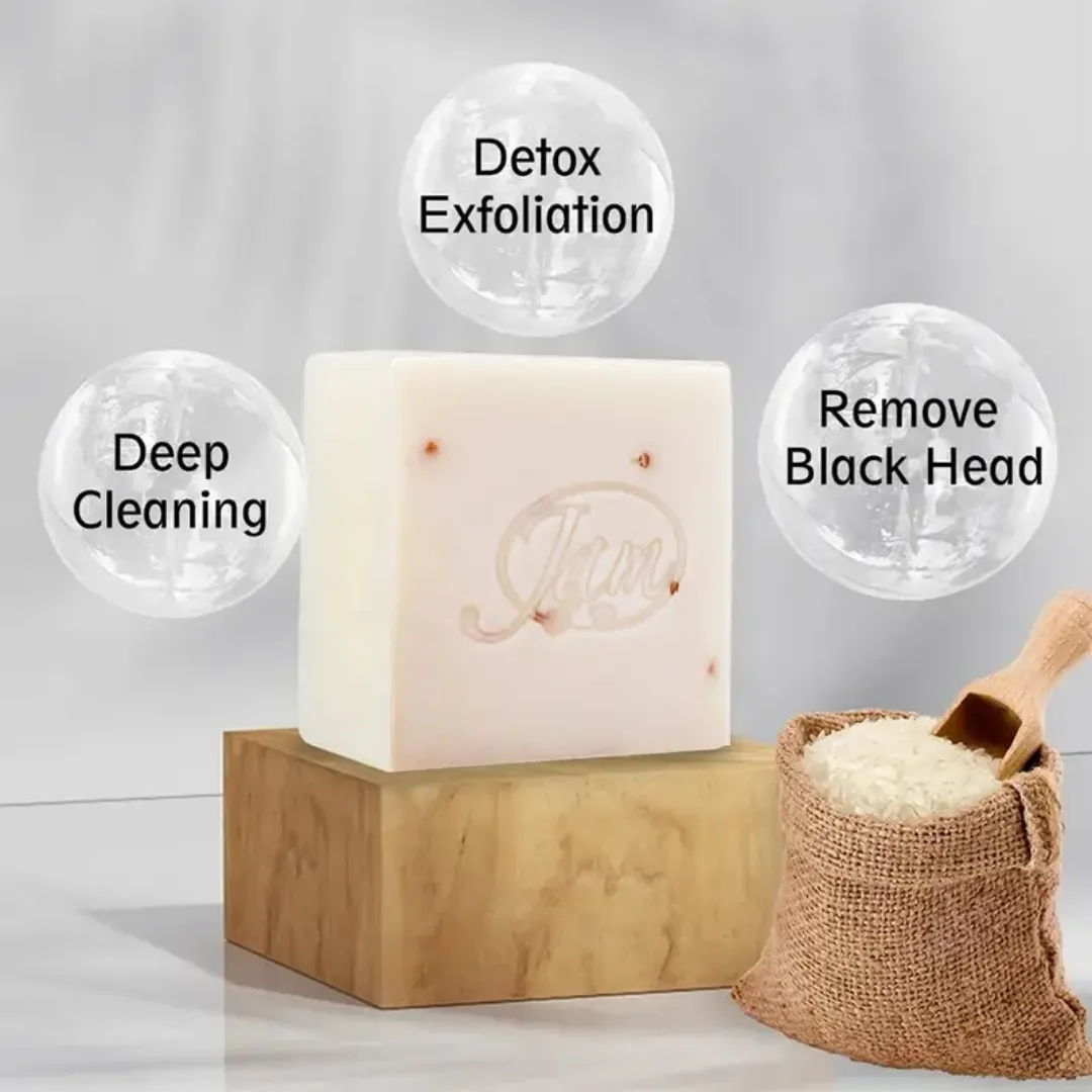 Savon au Lait de Riz Naturel – Blanchissant, Hydratant et Contrôle de l’Huile – Fait Main
