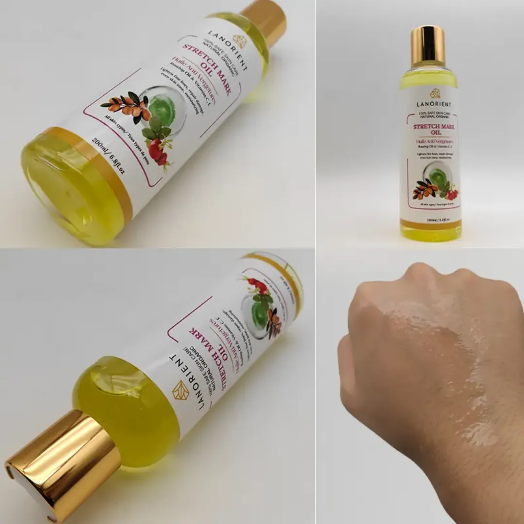 Huile Anti-Vergetures Naturelle – 200ml | Réparation Cutanée, Hydratation Profonde, Peau Élastique
