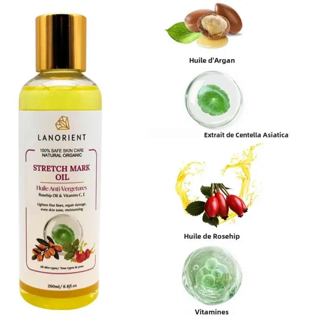 Huile Anti-Vergetures Naturelle – 200ml | Réparation Cutanée, Hydratation Profonde, Peau Élastique
