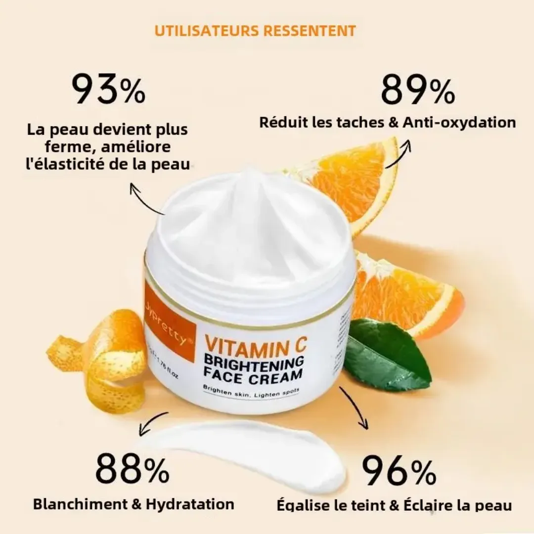 Crème Visage Éclaircissante à la Vitamine C – Anti-taches, Hydratante & Anti-âge – 50ml