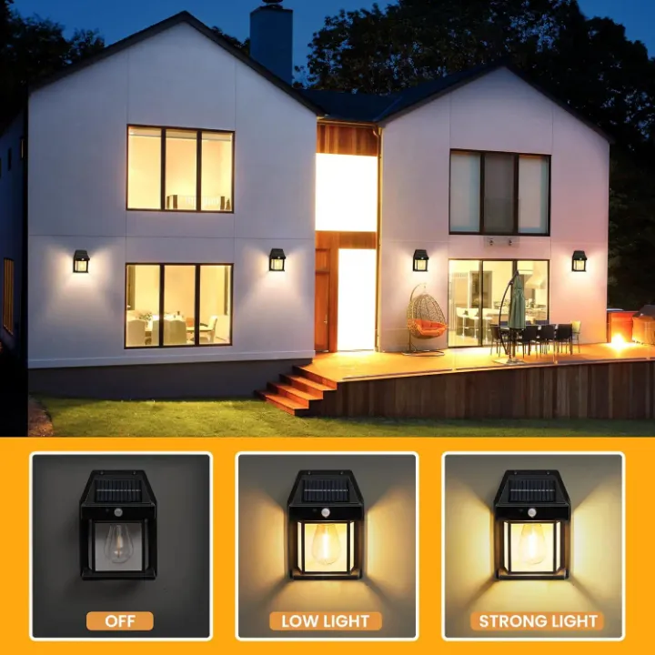 Applique Murale Solaire Extérieure 1200mAh - Capteur de Mouvement, LED Sécurité, Étanche, Éclairage Jardin, Terrasse, Façade