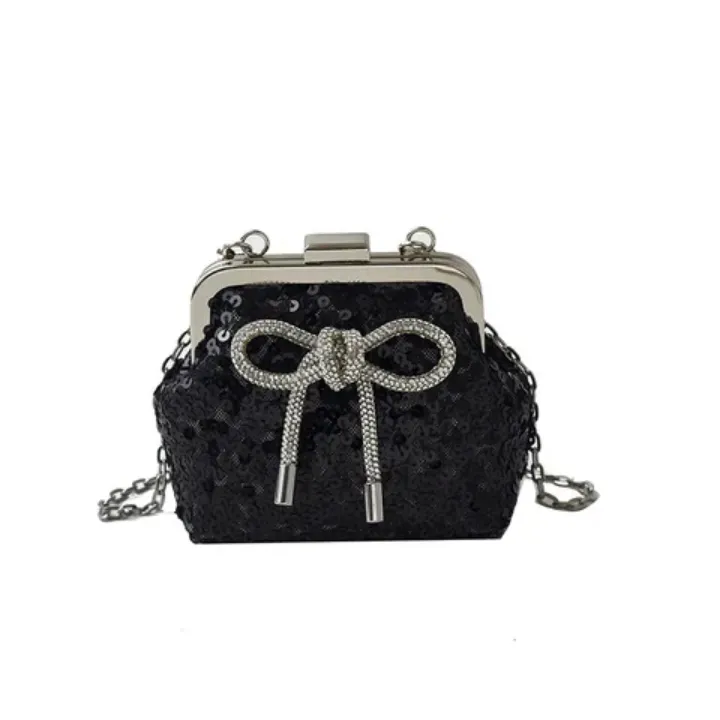 2025 Nouveau Printemps-Été Mode Arc Coquille Sac Personnalisé Paillettes Banquet Sac
