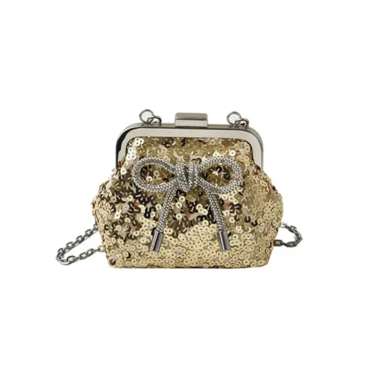 2025 Nouveau Printemps-Été Mode Arc Coquille Sac Personnalisé Paillettes Banquet Sac