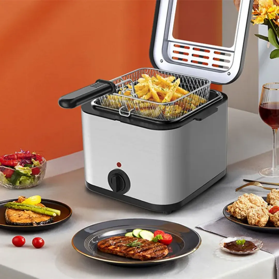 Friteuse Électrique de Table – Grande Capacité, Inox, Idéale pour Poulet, Frites, Snacks