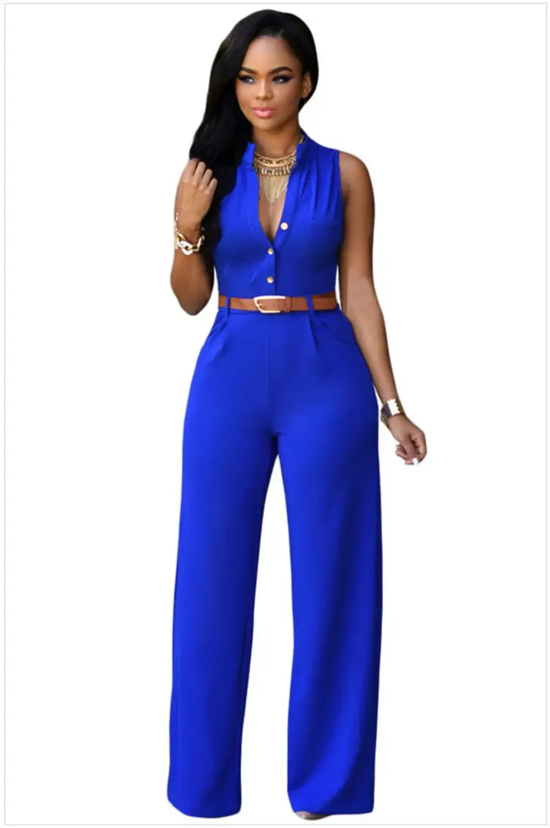 Combinaison Pantalon Femme Sans Manches avec Ceinture - Élégance Décontractée pour Bureau et Sorties