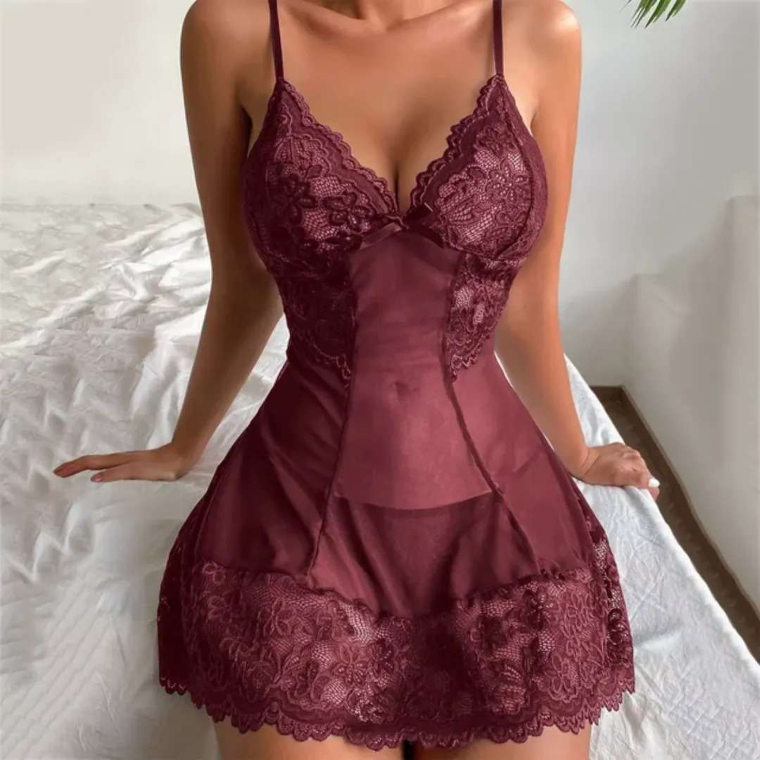 Lingerie Sexy en Dentelle Transparente – Nuisette Sensuelle pour Femme