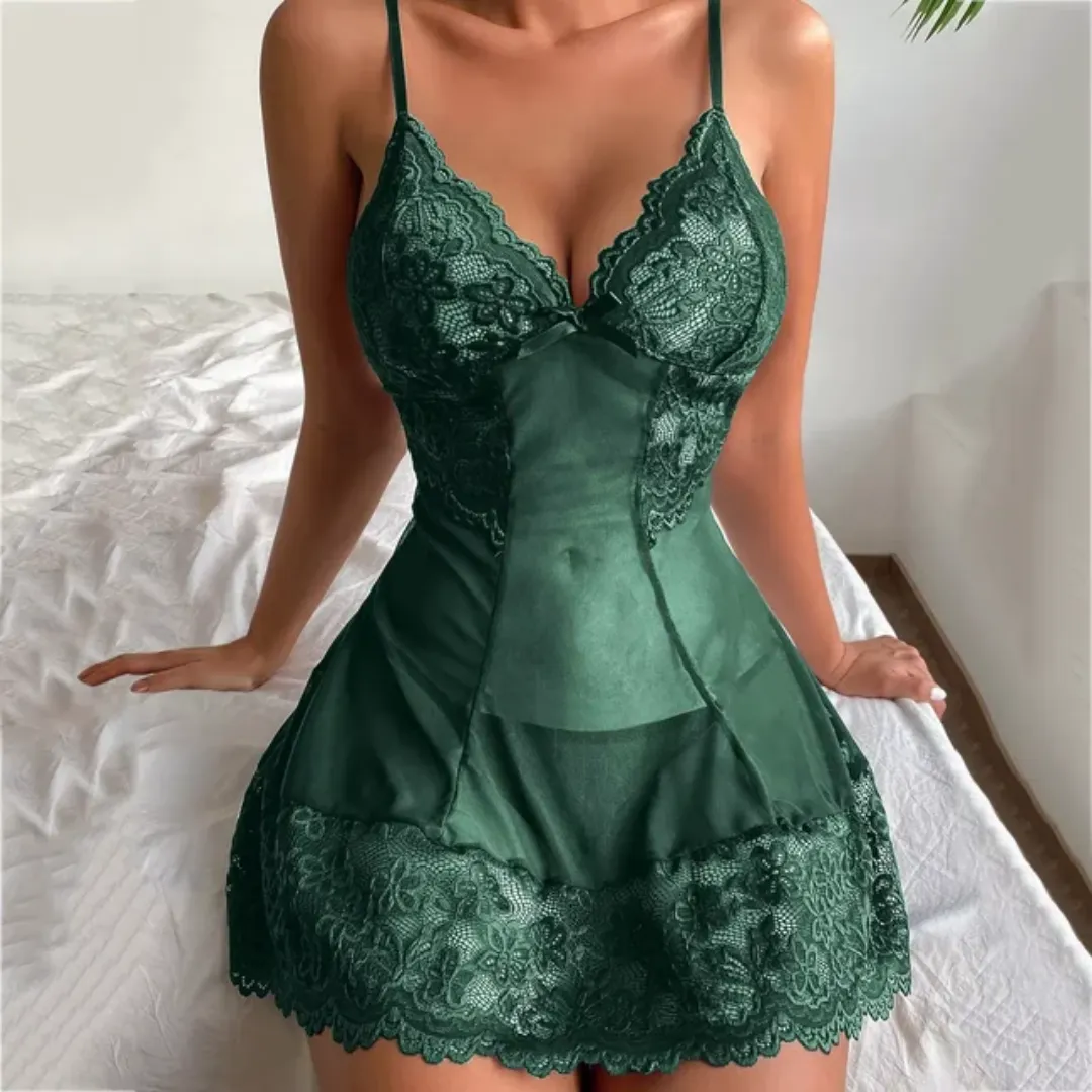 Lingerie Sexy en Dentelle Transparente – Nuisette Sensuelle pour Femme