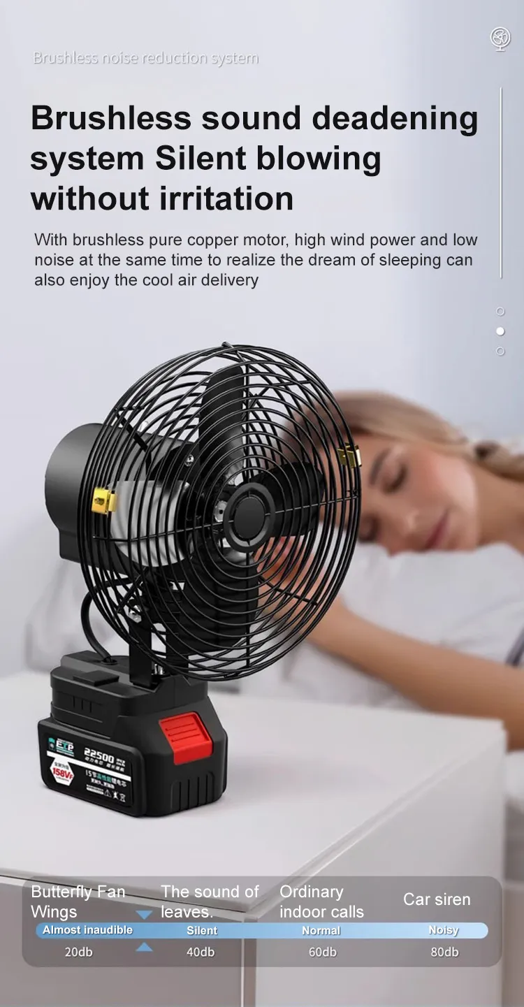 Ventilateur de sol rechargeable 8" – Autonomie 4 à 5h, économique et portable